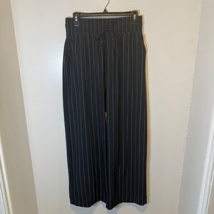 Albion navy blue pinstripe Audrey‎ wide leg pants women's size medium petite